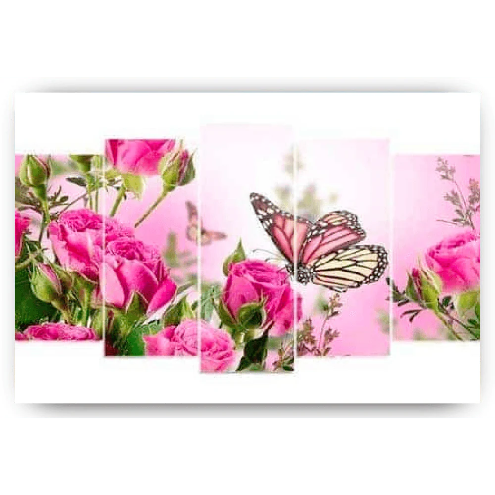 Diamond Painting Motyl z różowymi kwiatami 5 części - SEOS Shop ®