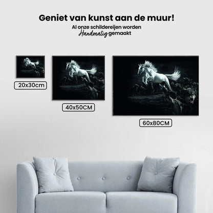 Diamond Painting Białe konie i wilki - SEOS Shop ®
