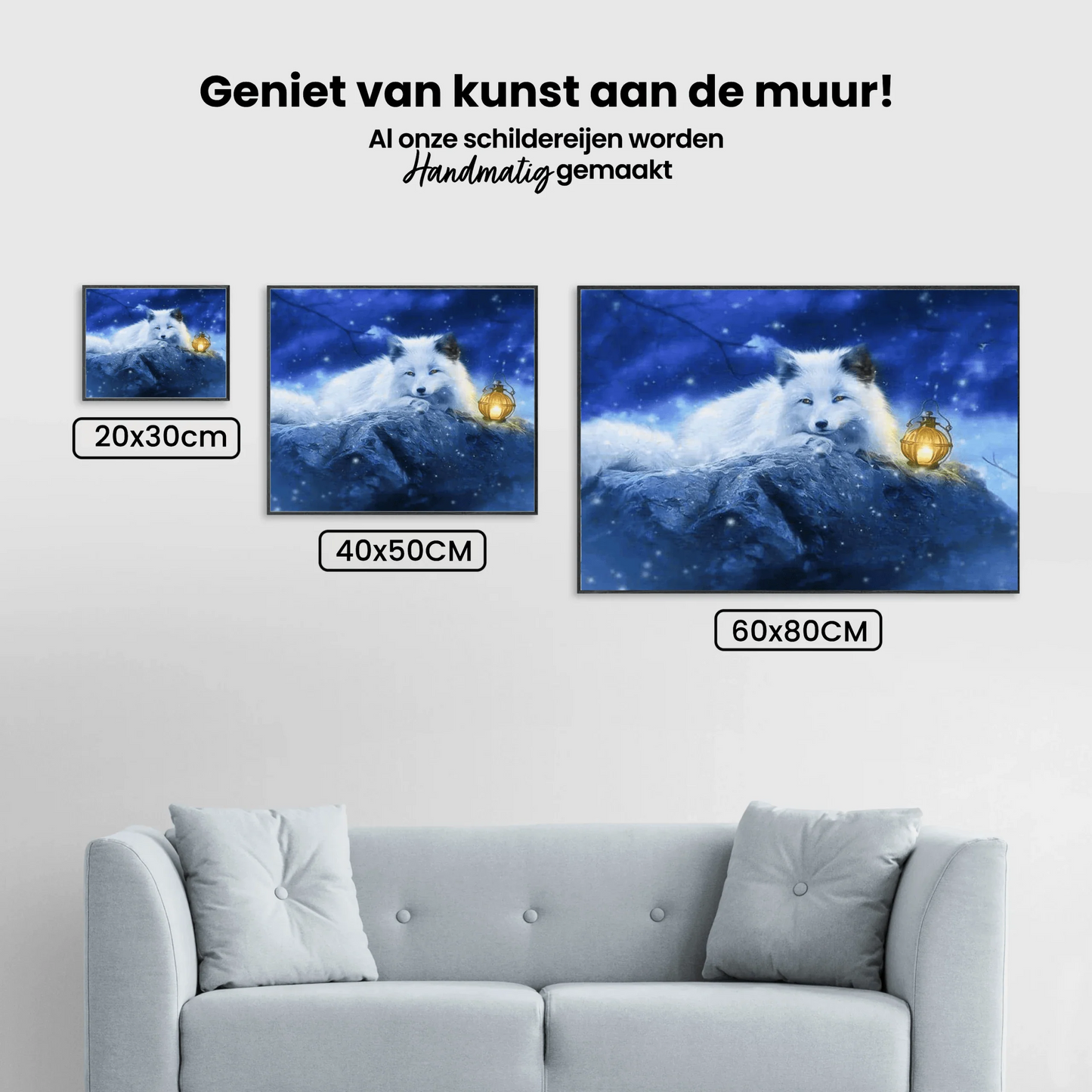 Diamond Painting Biały Lis z lampką – SEOS Shop ®