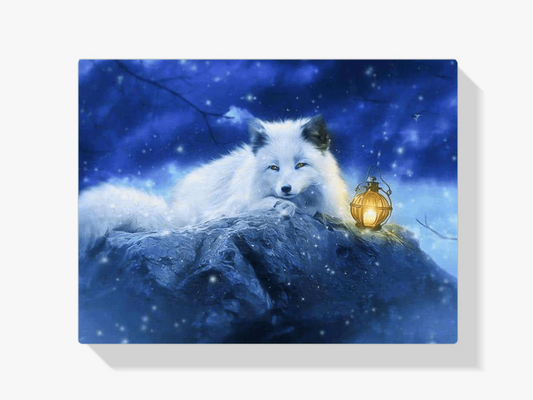 Diamond Painting Biały Lis z lampką – SEOS Shop ®