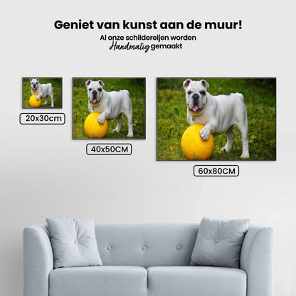 Diamond Painting Biały bulldog z piłką - SEOS Shop ®