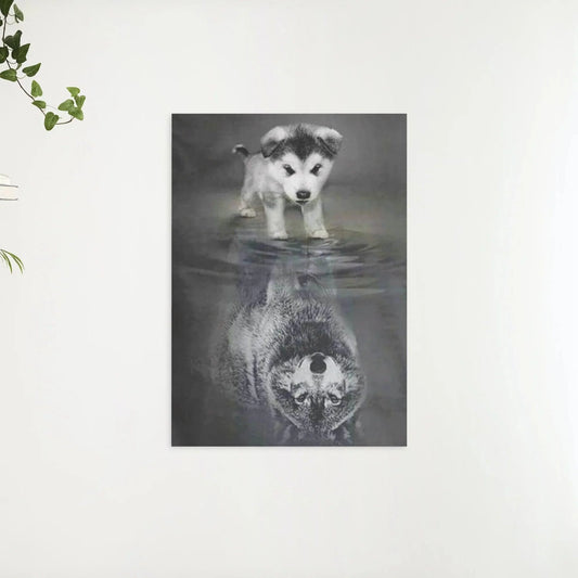 Diamond Painting Wilk Szczenię w odbiciu lustrzanym – SEOS Shop ®