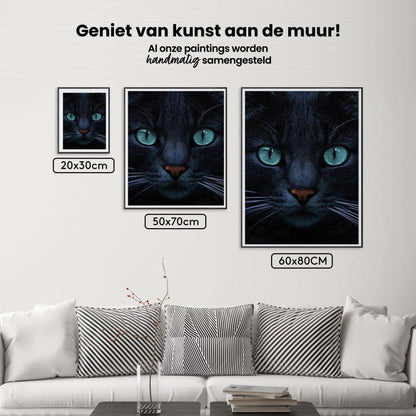 Diamond Painting Czarna kotka i niebieskie oczy - SEOS Shop ®