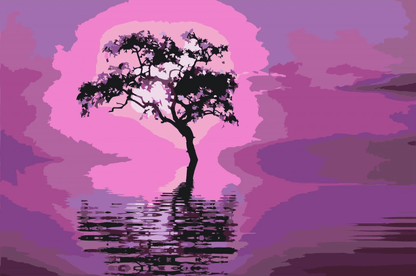 Diamond Painting - Drzewo pośrodku jeziora - SEOS Shop ®