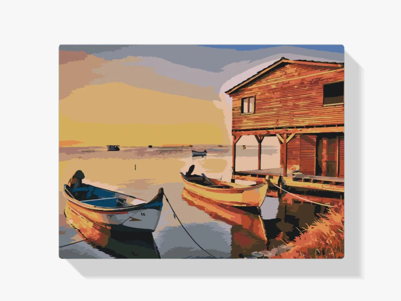 Diamond Painting - Łodzie i drewniana chata - SEOS Shop ®