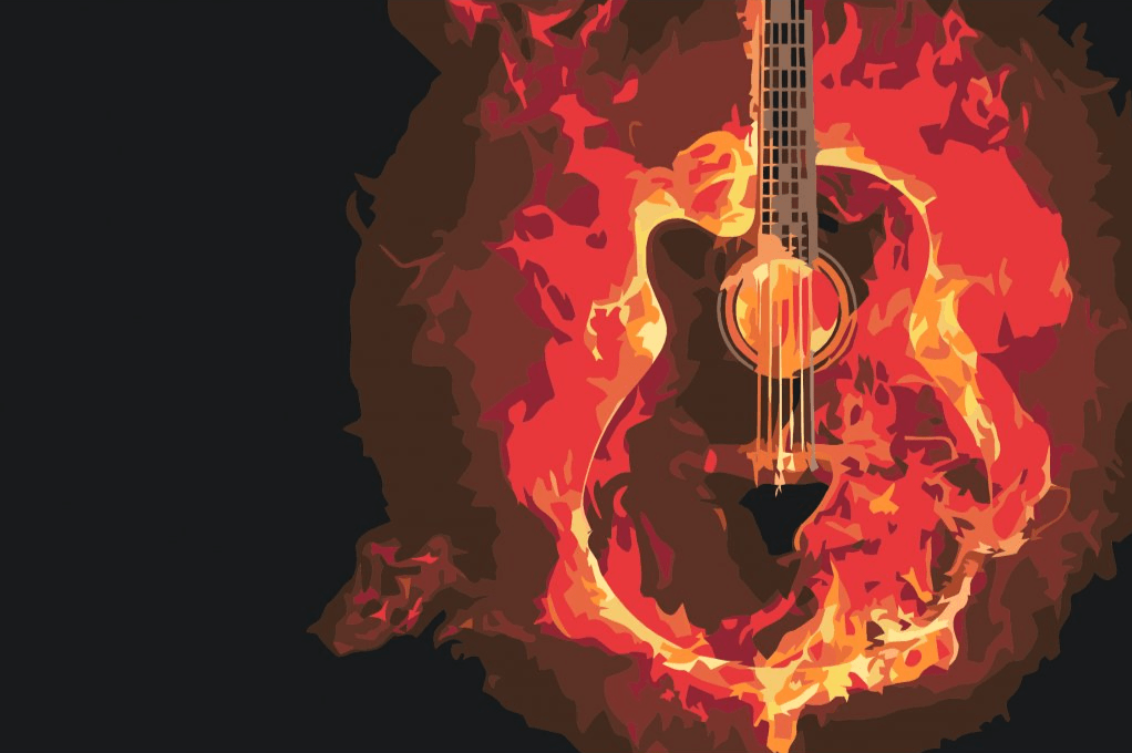 Diamond Painting - Płonąca gitara - SEOS Shop ®