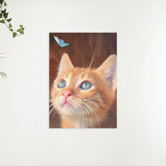 Diamond Painting - Brązowy Kot z Niebieskim Motylem - SEOS®