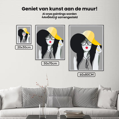 Diamond Painting - Dama w żółtym kapeluszu - SEOS Shop ®