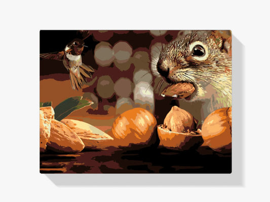 Diamond Painting - Wiewiórka i ptak - SEOS®