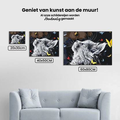 Diamond Painting - Kot między motylami - SEOS®