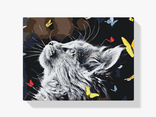 Diamond Painting - Kot między motylami - SEOS®
