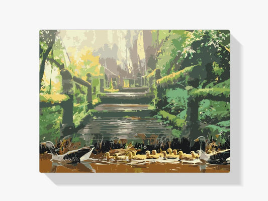 Diamond Painting - Rodzina kaczek w parku - SEOS®
