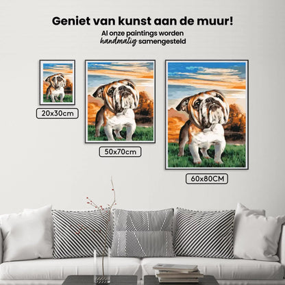 Diamond Painting - Angielski Bulldog w ogrodzie - SEOS®