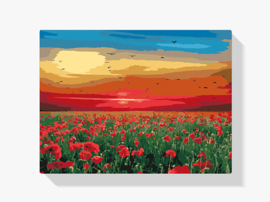 Diamond Painting - Pole maków przy zachodzie słońca - SEOS Shop ®