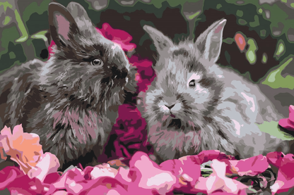 Diamond Painting - Króliki między kwiatami - SEOS®