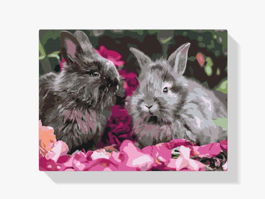 Diamond Painting - Króliki między kwiatami - SEOS®