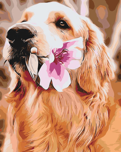 Diamond Painting - Labrador z kwiatem - SEOS®