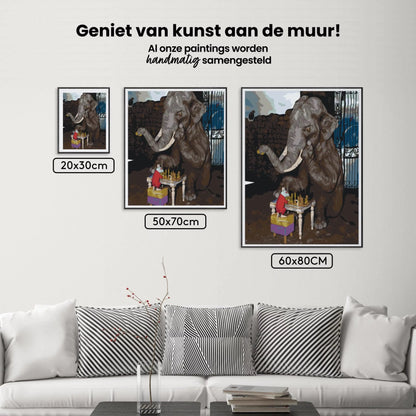 Diamond Painting - Słoń i mysz grają w szachy - SEOS®