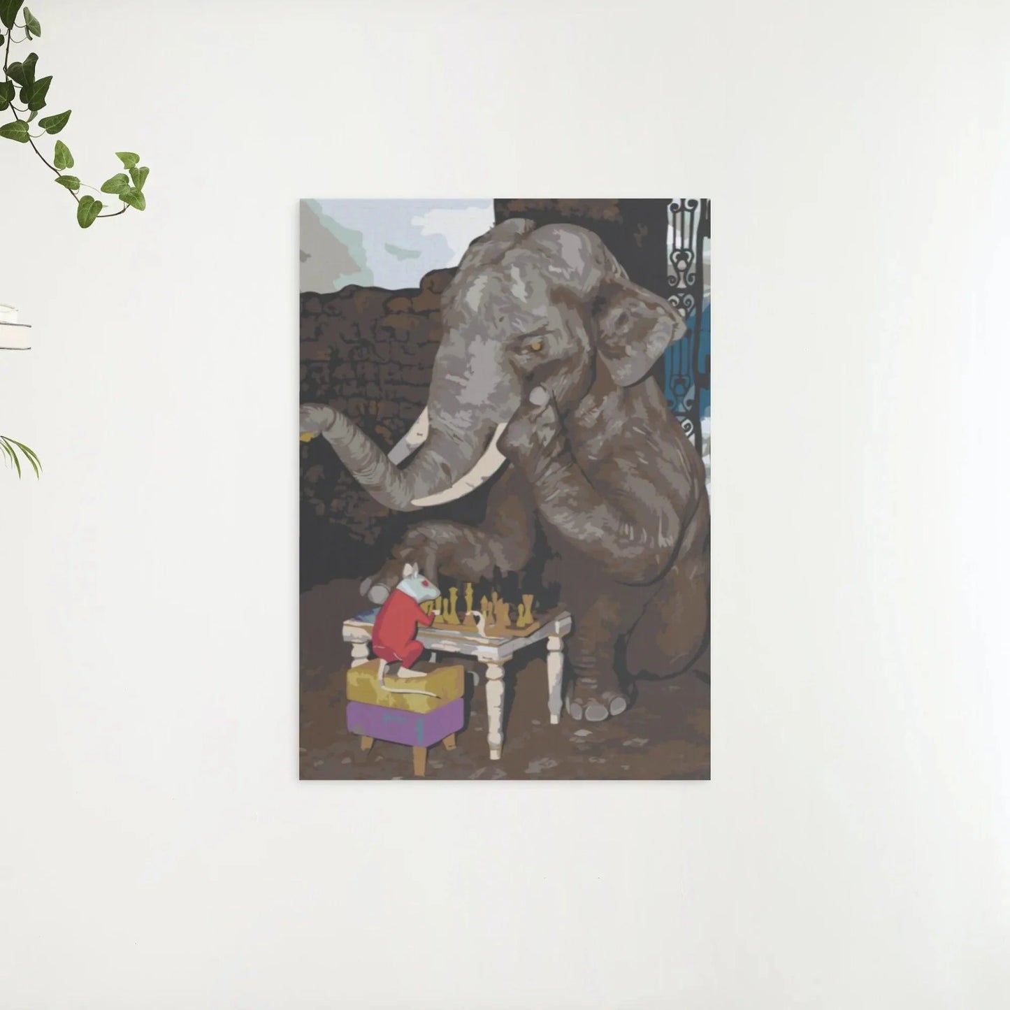 Diamond Painting - Słoń i mysz grają w szachy - SEOS®