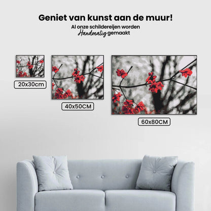 Diamond Painting - Czerwone kwiaty na drzewie - SEOS Shop ®