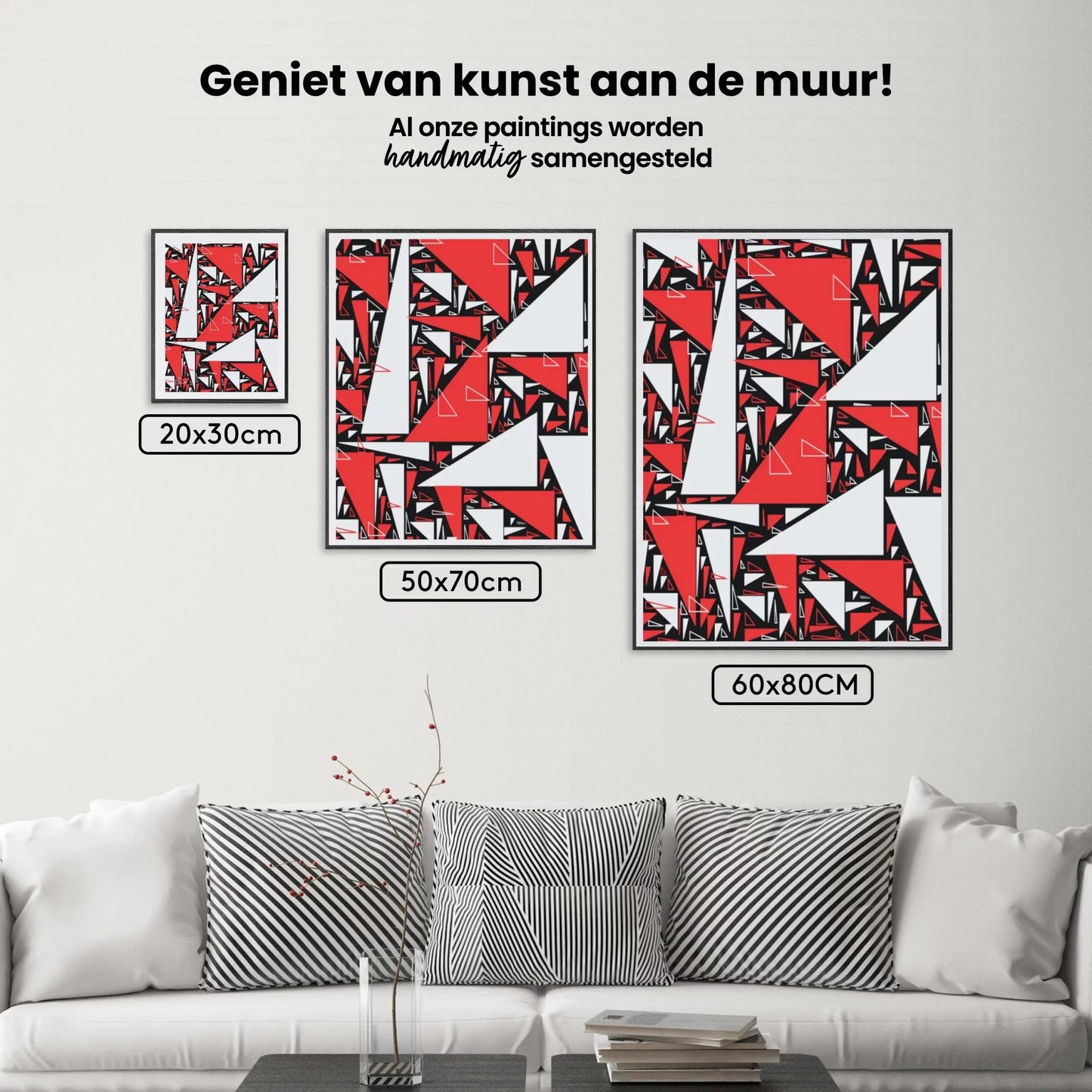 Diamond Painting - Czerwone i białe trójkąty - SEOS Shop ®