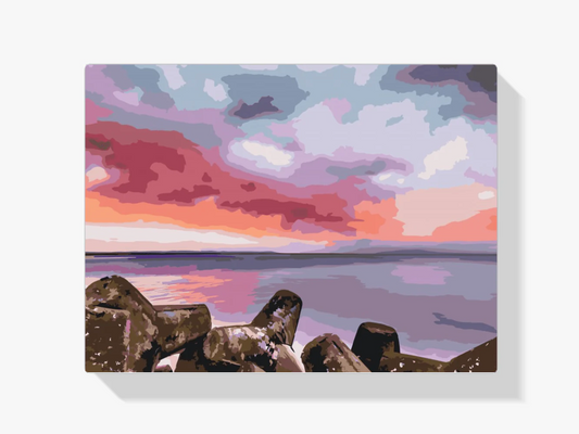 Diamond Painting - Czerwony zachód słońca nad morzem - SEOS Shop ®