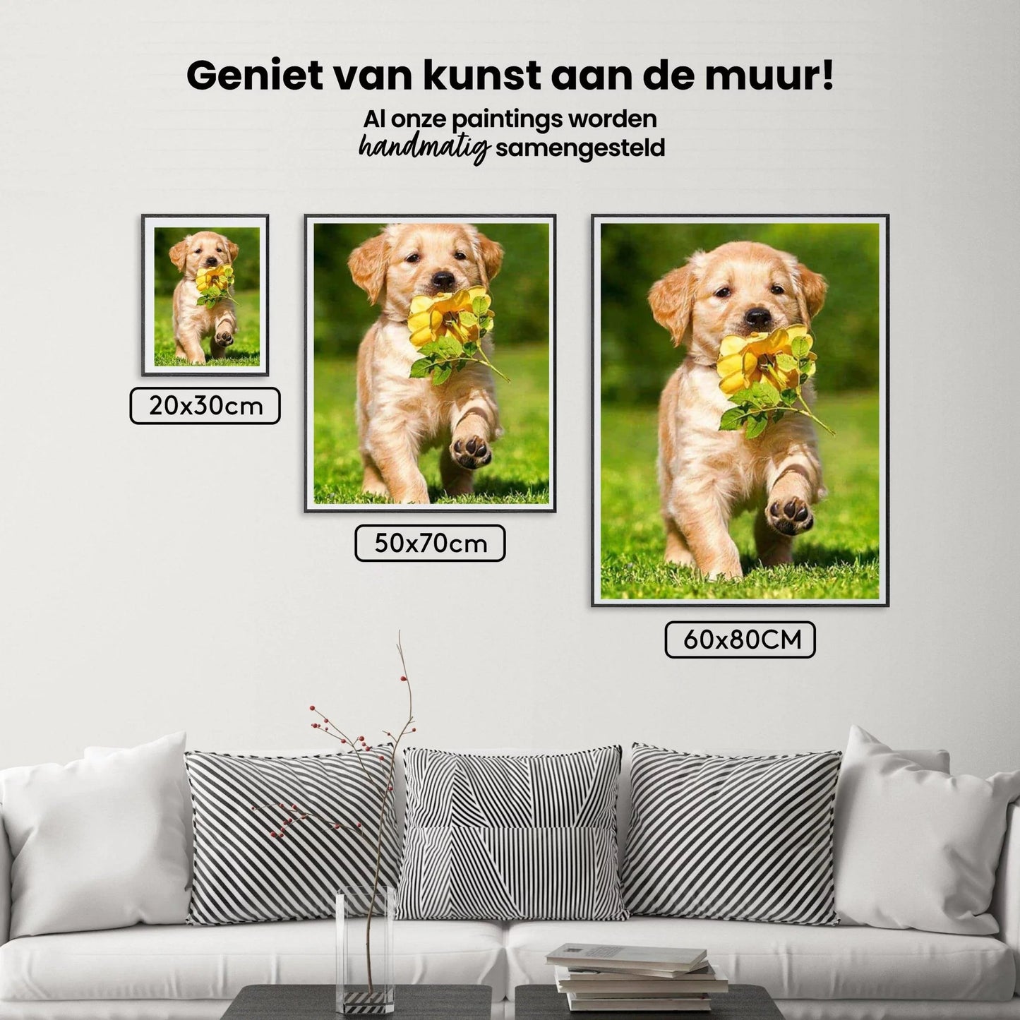 Diamond painting Labrador szczeniak z kwiatem - Pełny - SEOS Shop®