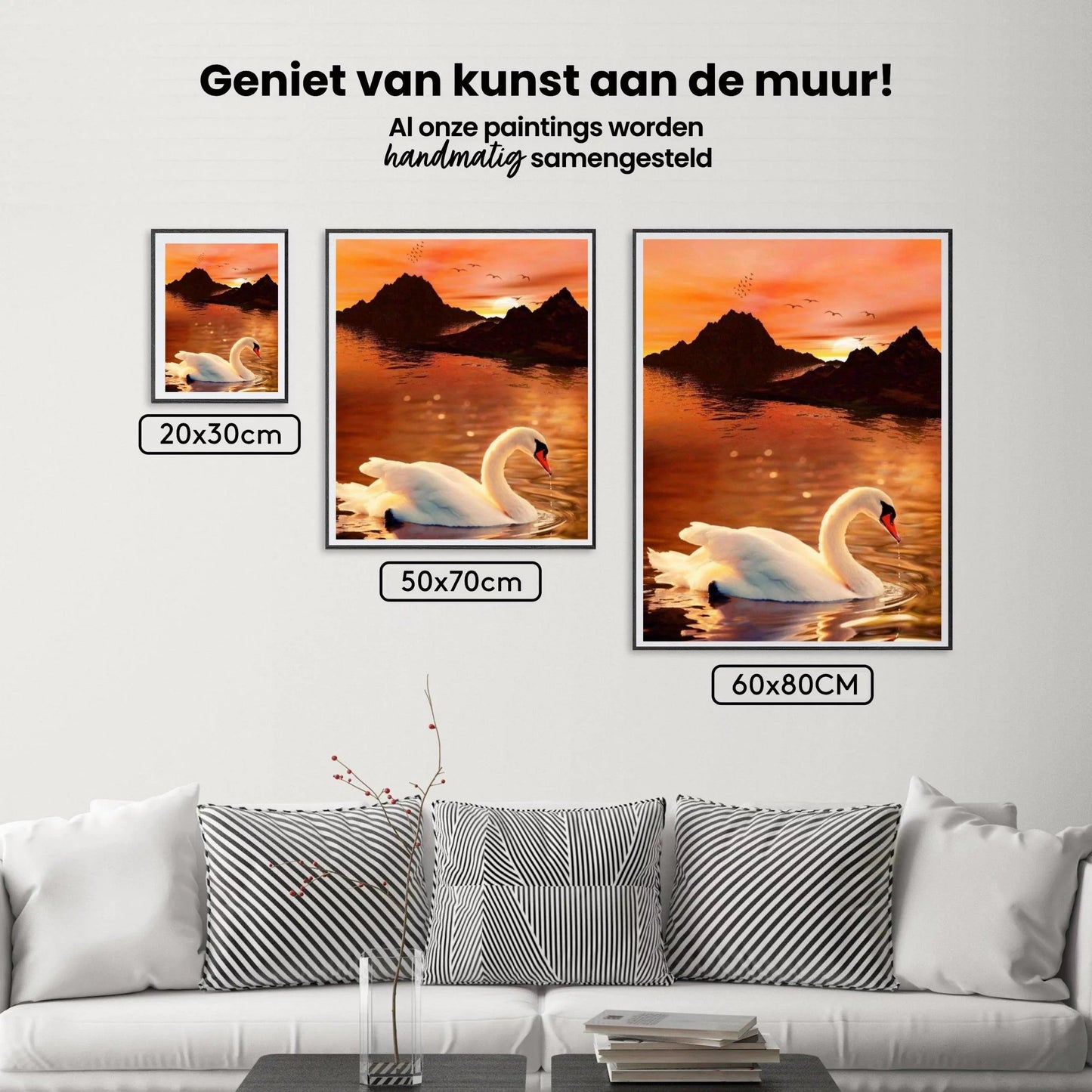 Diamond painting Łabędź przy czerwonym niebie - SEOS Shop ®