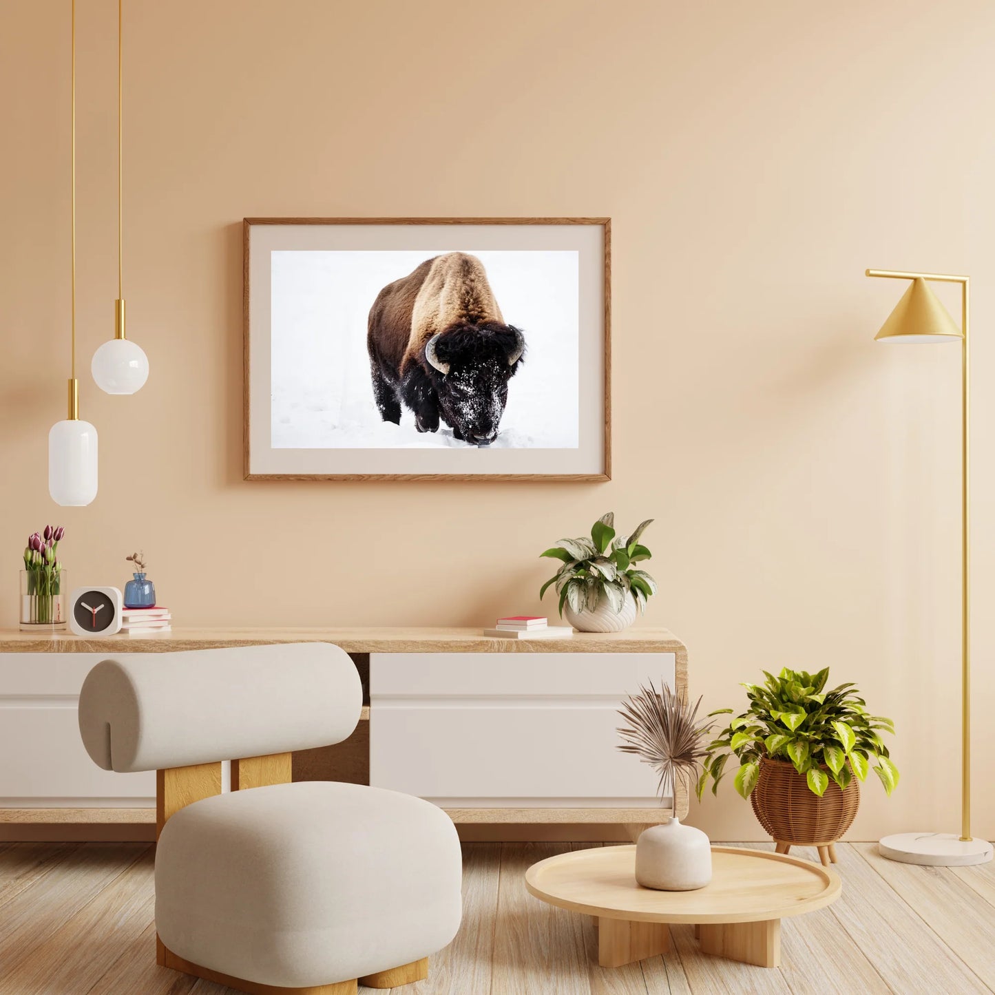 Diamond Painting - Bizon w śniegu