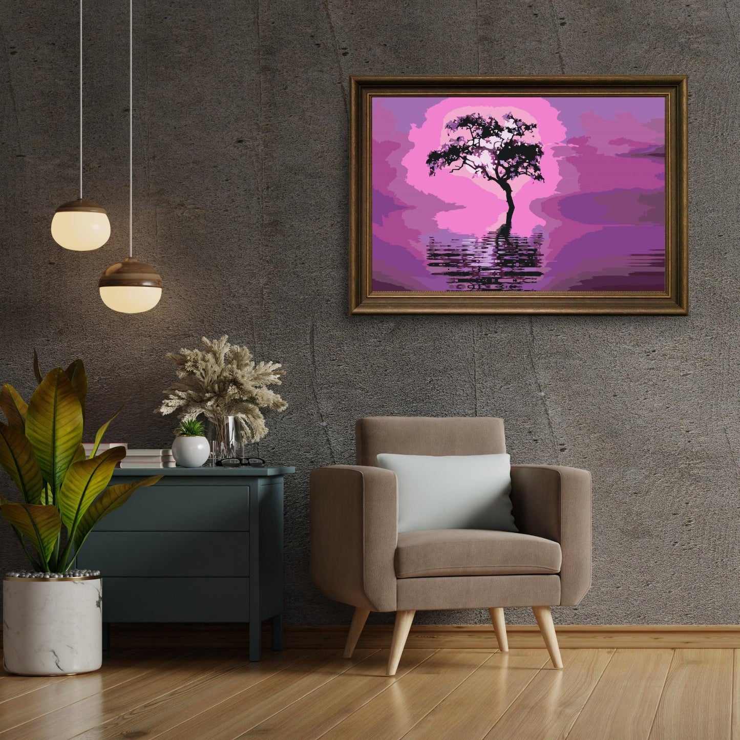 Diamond Painting - Drzewo pośrodku jeziora - SEOS Shop ®