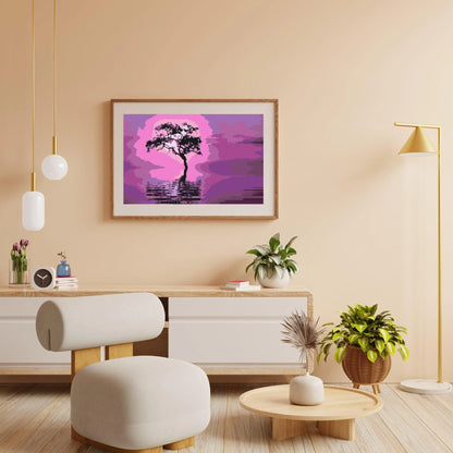 Diamond Painting - Drzewo pośrodku jeziora - SEOS Shop ®