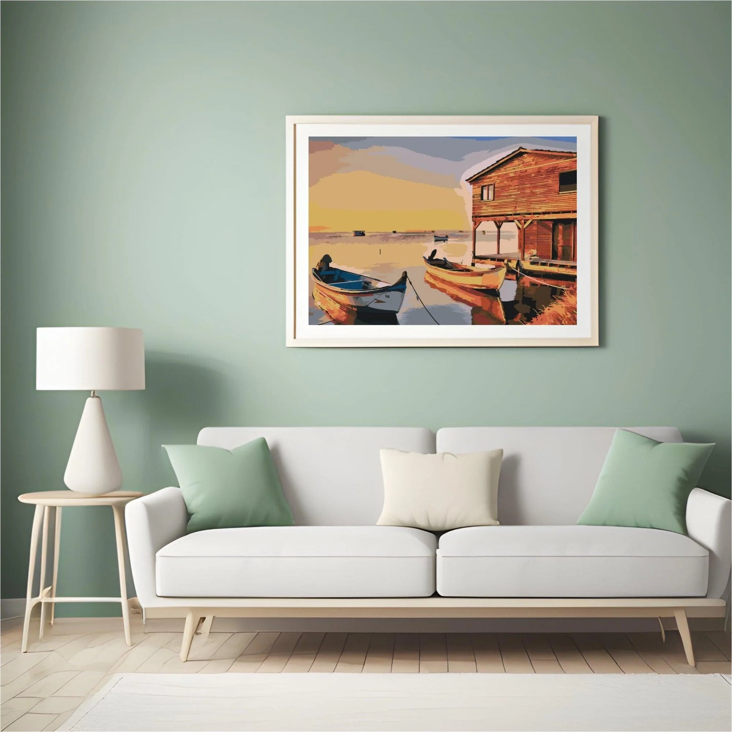 Diamond Painting - Łodzie i drewniana chata - SEOS Shop ®