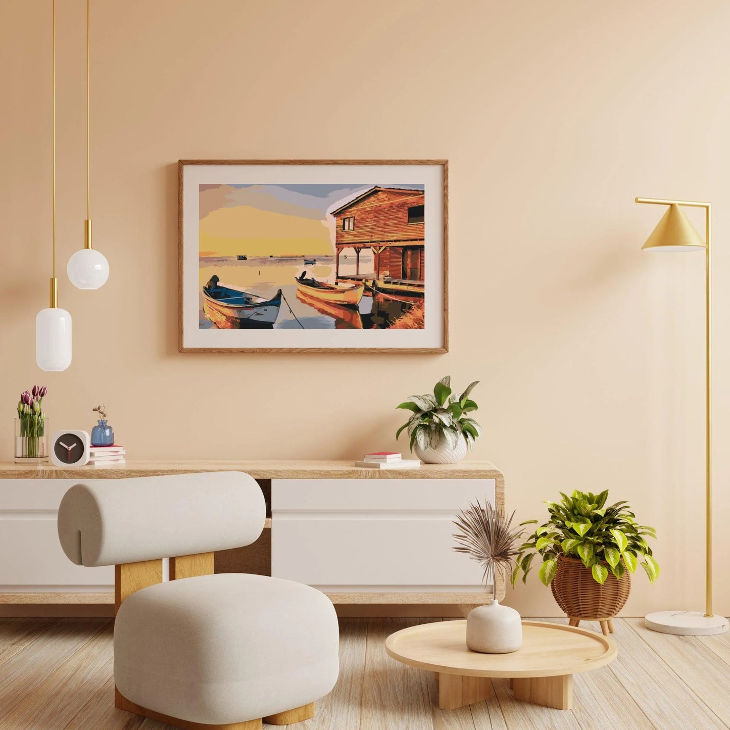 Diamond Painting - Łodzie i drewniana chata - SEOS Shop ®