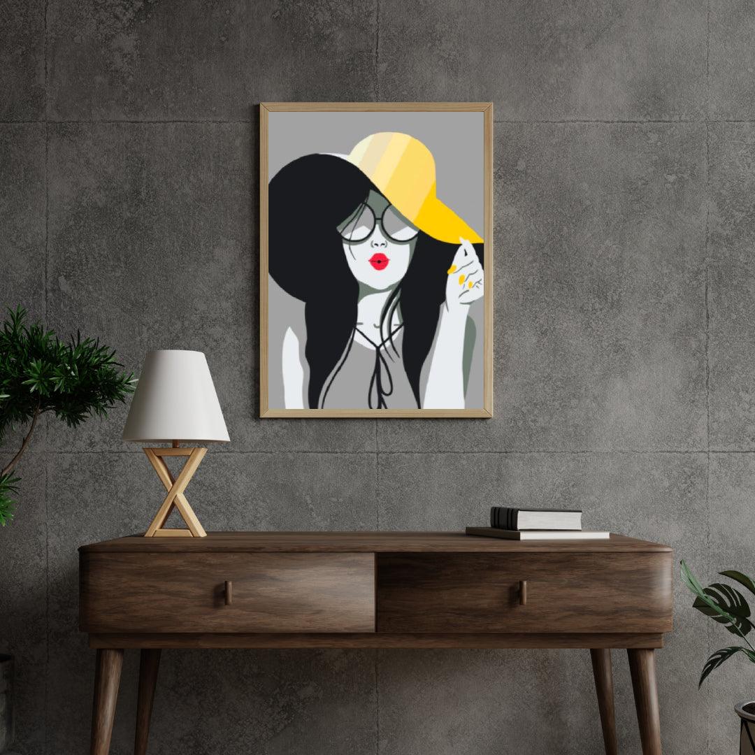 Diamond Painting - Dama w żółtym kapeluszu - SEOS Shop ®