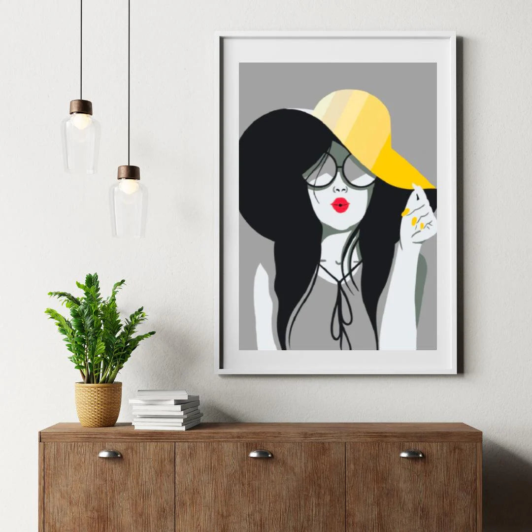 Diamond Painting - Dama w żółtym kapeluszu - SEOS Shop ®
