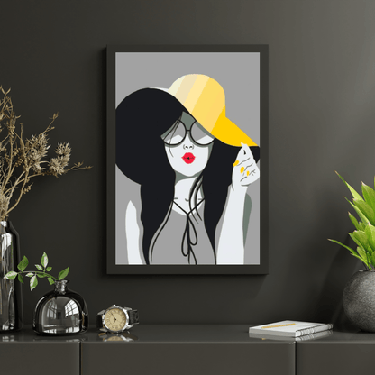 Diamond Painting - Dama w żółtym kapeluszu - SEOS Shop ®