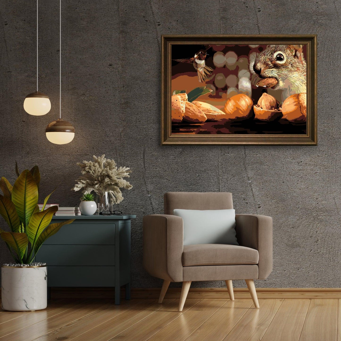 Diamond Painting - Wiewiórka i ptak - SEOS®