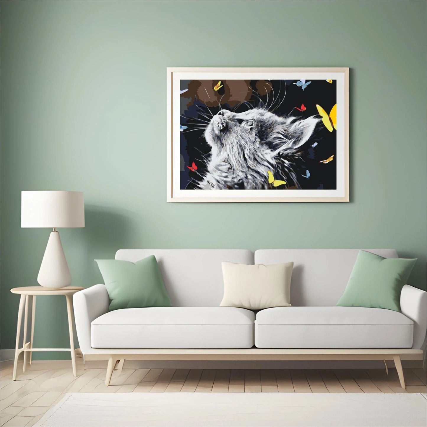 Diamond Painting - Kot między motylami - SEOS®