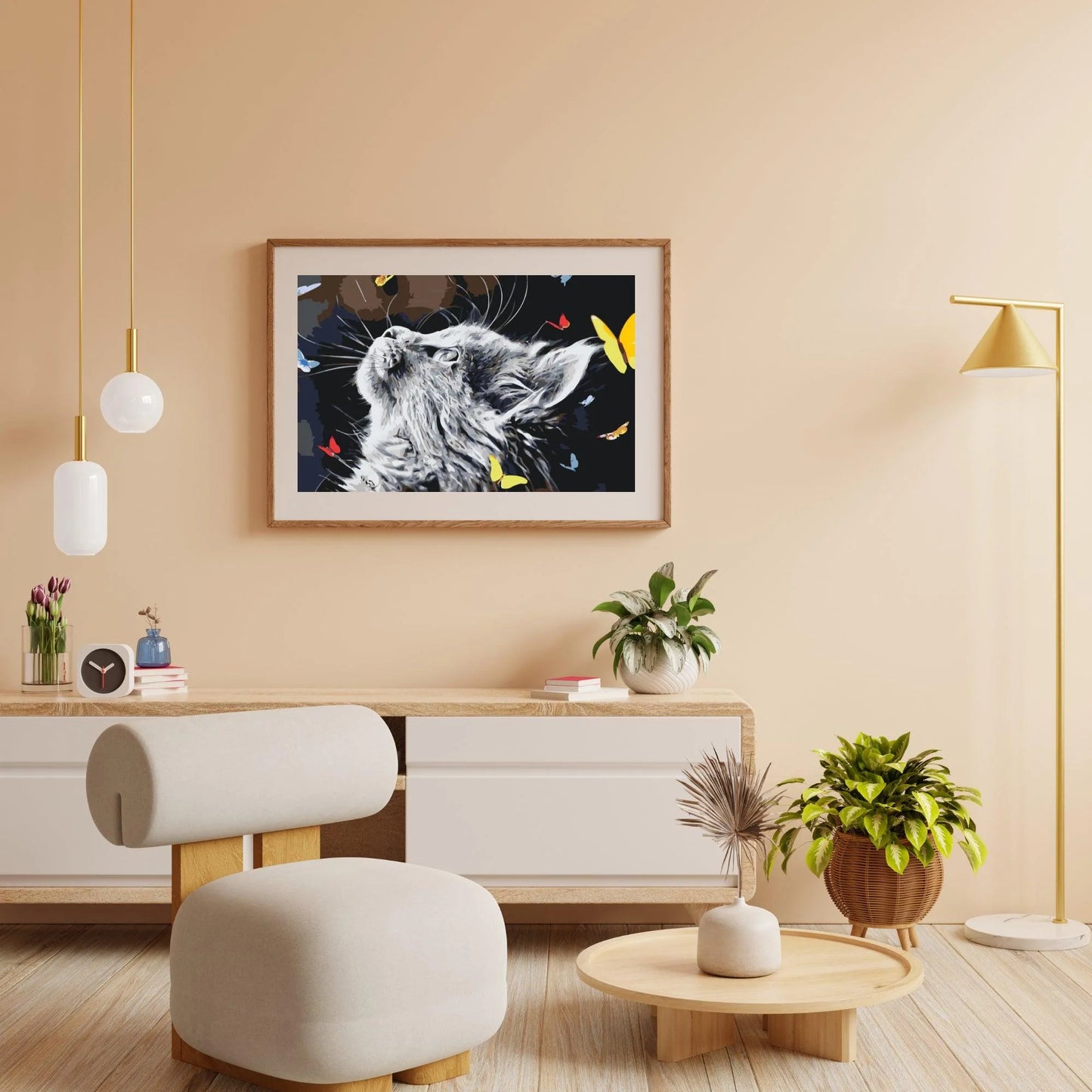Diamond Painting - Kot między motylami - SEOS®