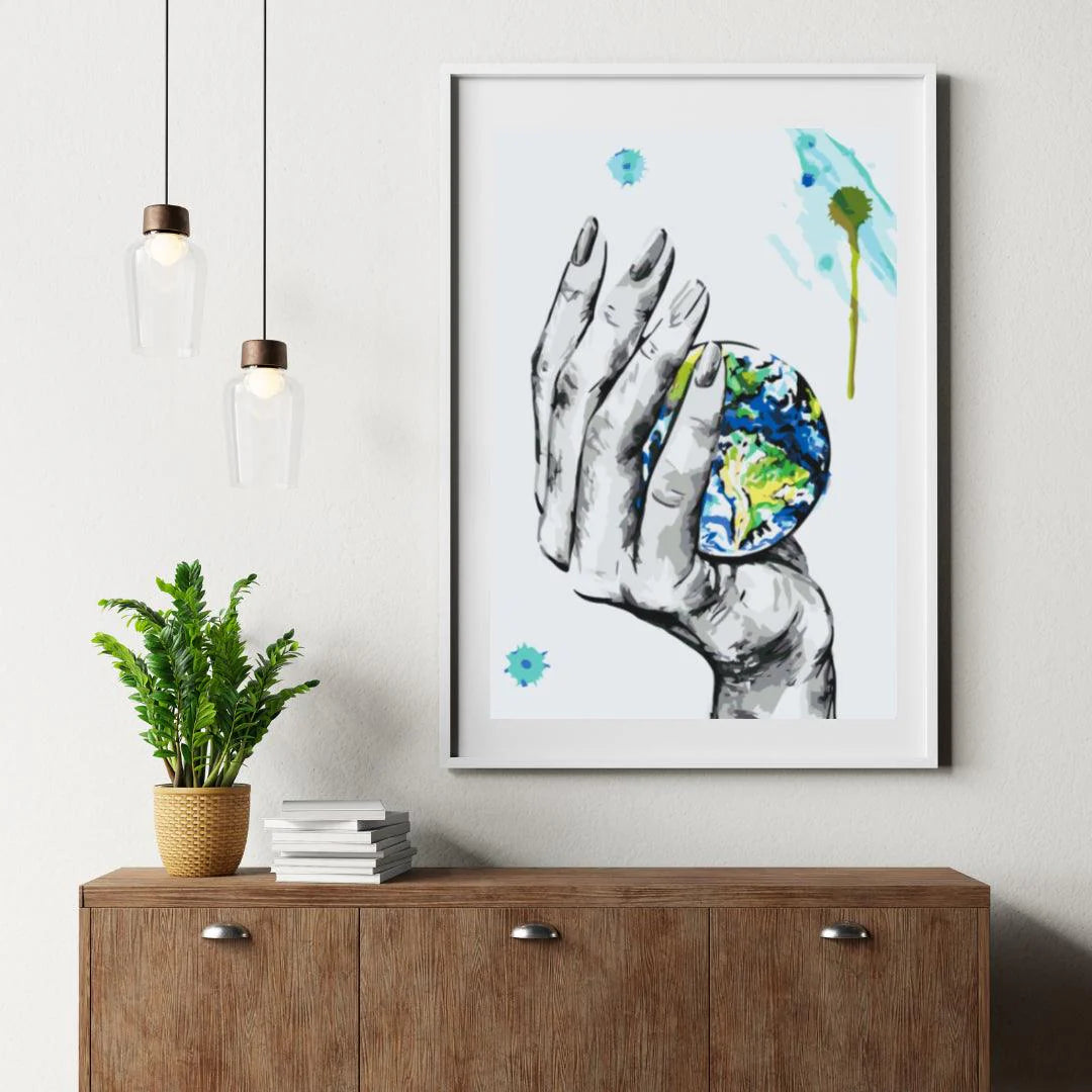 Diamond Painting - Planeta w dłoni kobiety - SEOS Shop ®