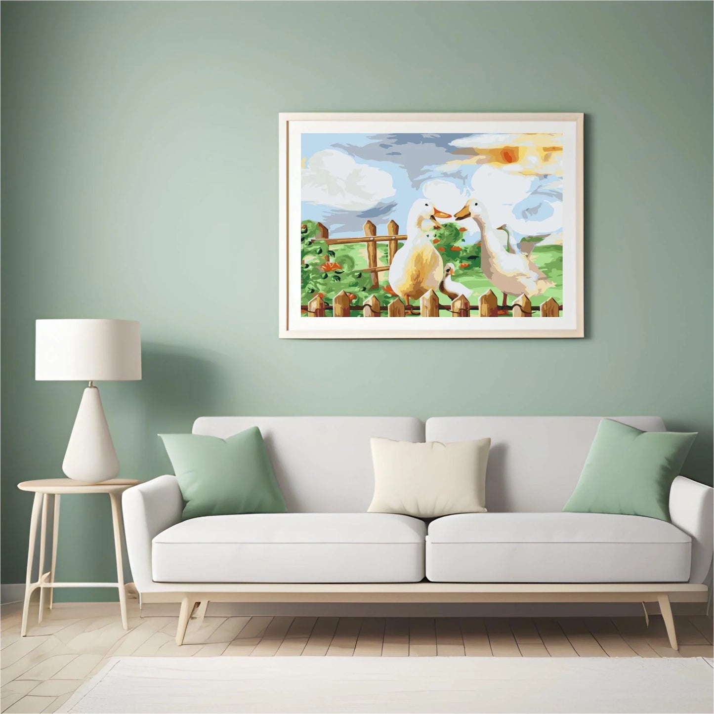 Diamond Painting - Rodzina kaczek w ogrodzie - SEOS®