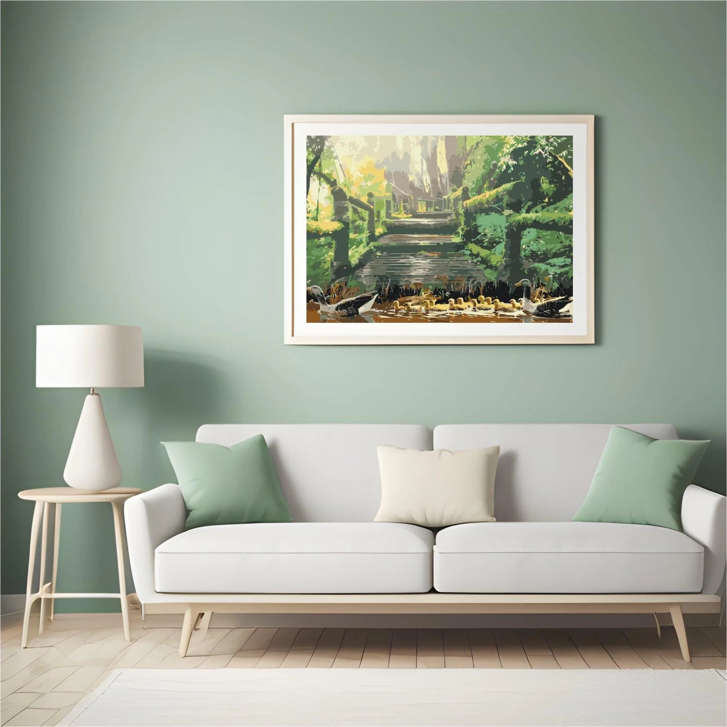 Diamond Painting - Rodzina kaczek w parku - SEOS®
