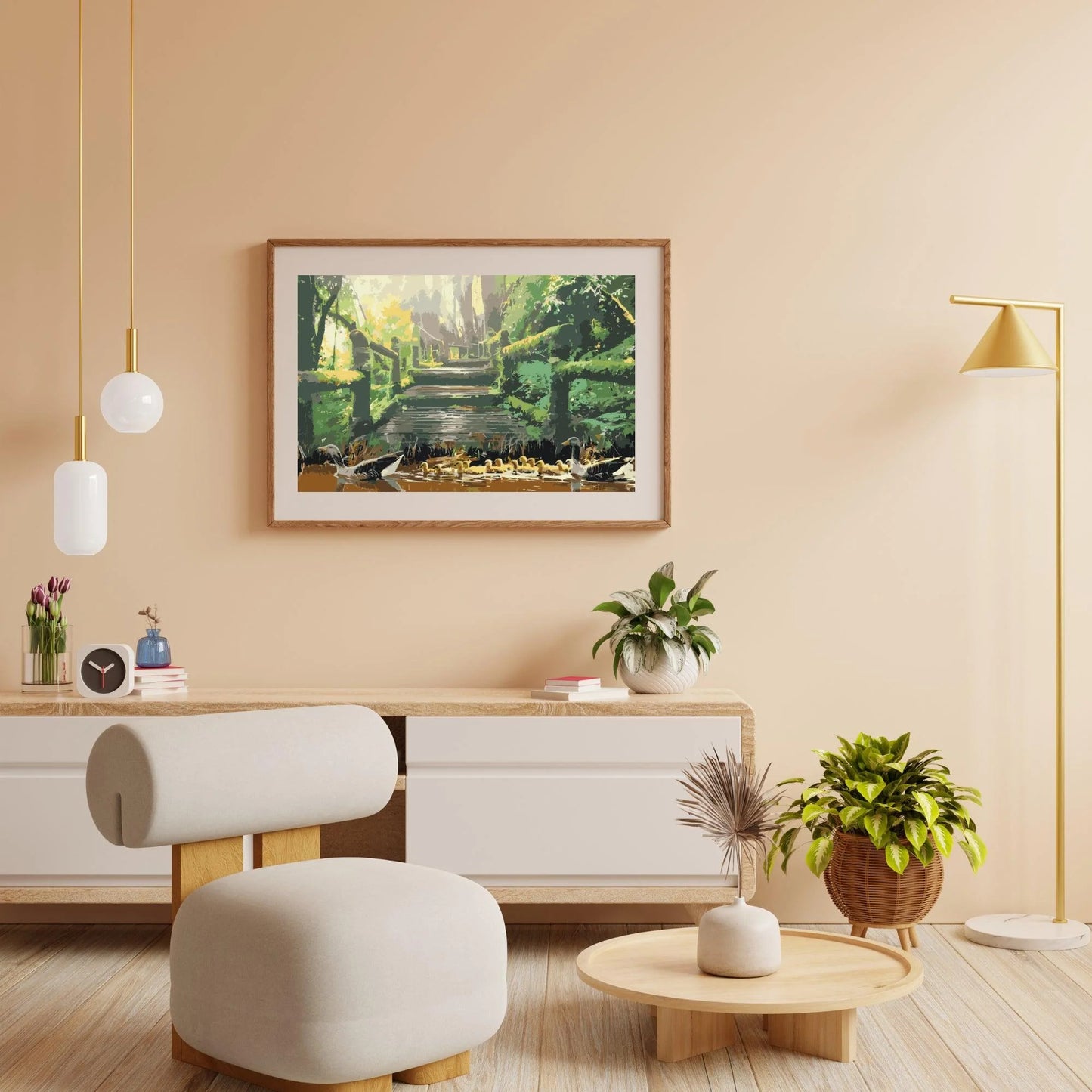 Diamond Painting - Rodzina kaczek w parku - SEOS®