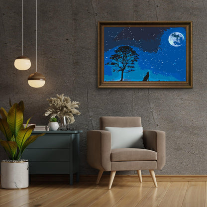 Diamond Painting - Płaczący pies przy pełni księżyca - SEOS®