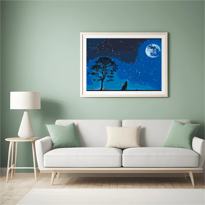 Diamond Painting - Płaczący pies przy pełni księżyca - SEOS®