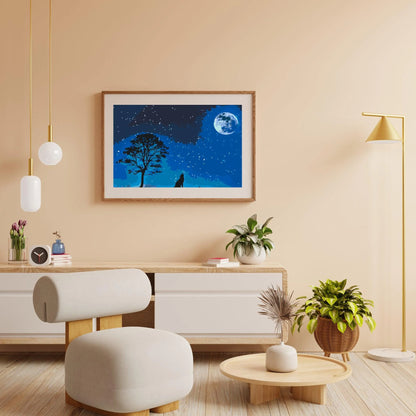 Diamond Painting - Płaczący pies przy pełni księżyca - SEOS®