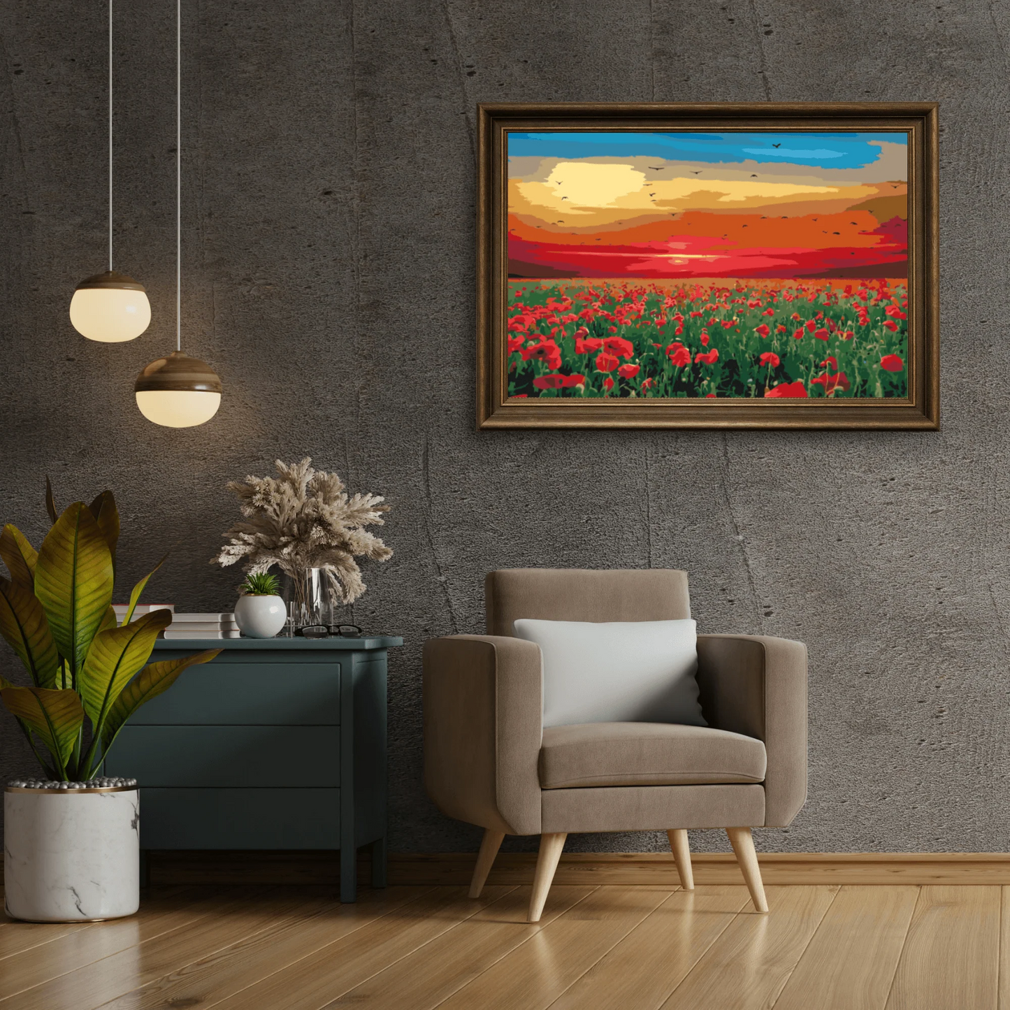 Diamond Painting - Pole maków przy zachodzie słońca - SEOS Shop ®