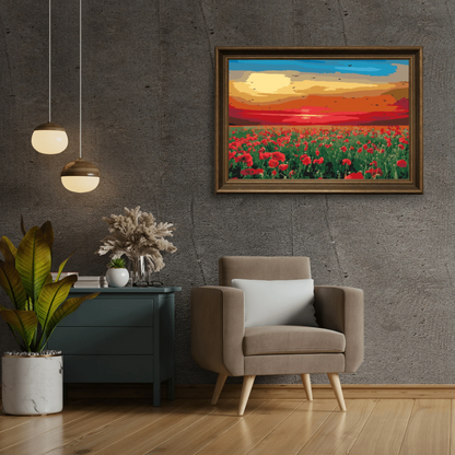 Diamond Painting - Pole maków przy zachodzie słońca - SEOS Shop ®