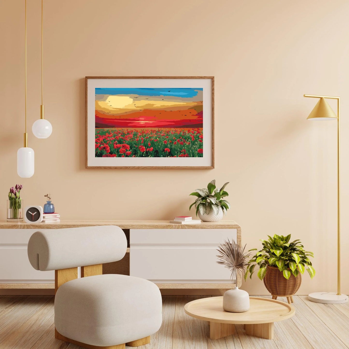 Diamond Painting - Pole maków przy zachodzie słońca - SEOS Shop ®