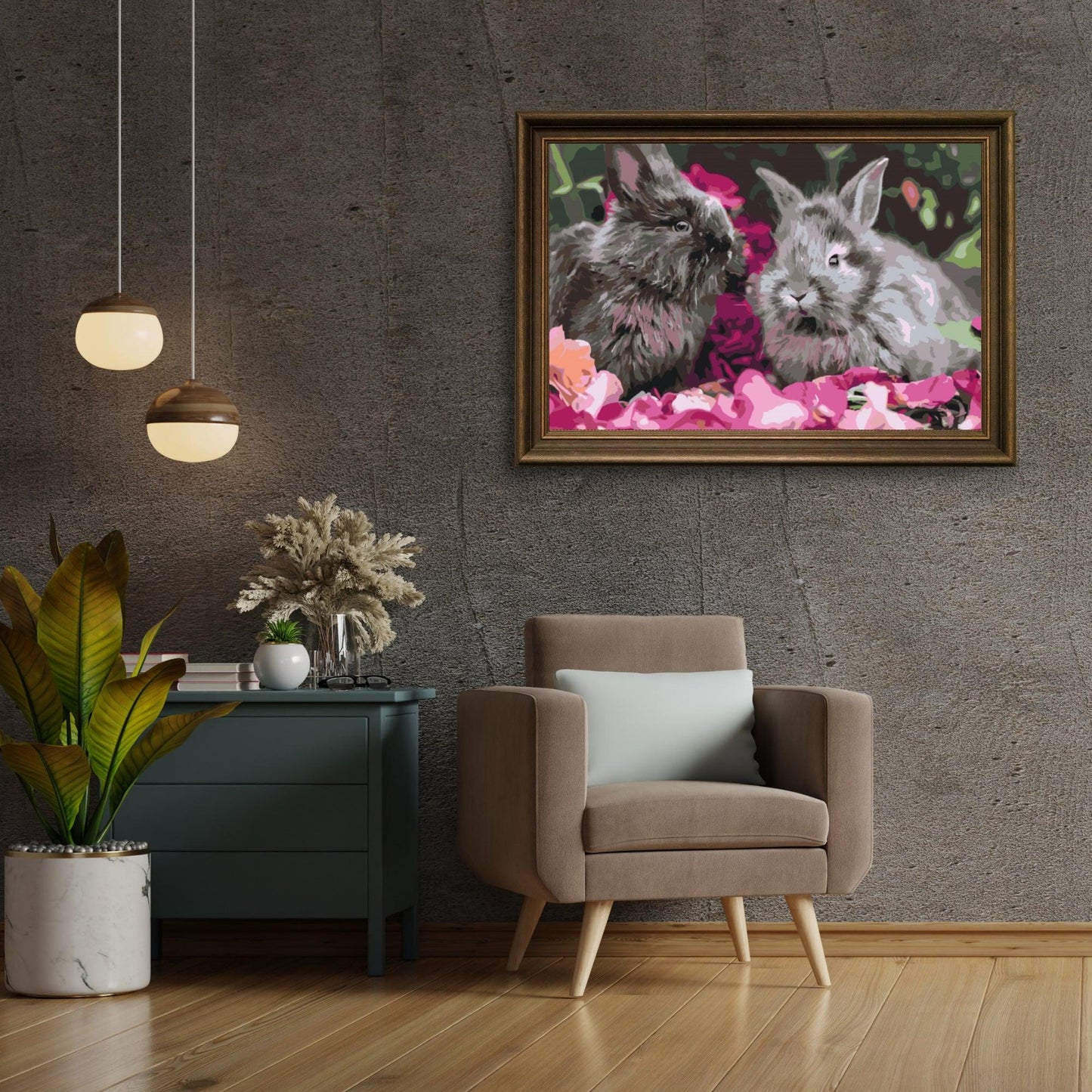 Diamond Painting - Króliki między kwiatami - SEOS®